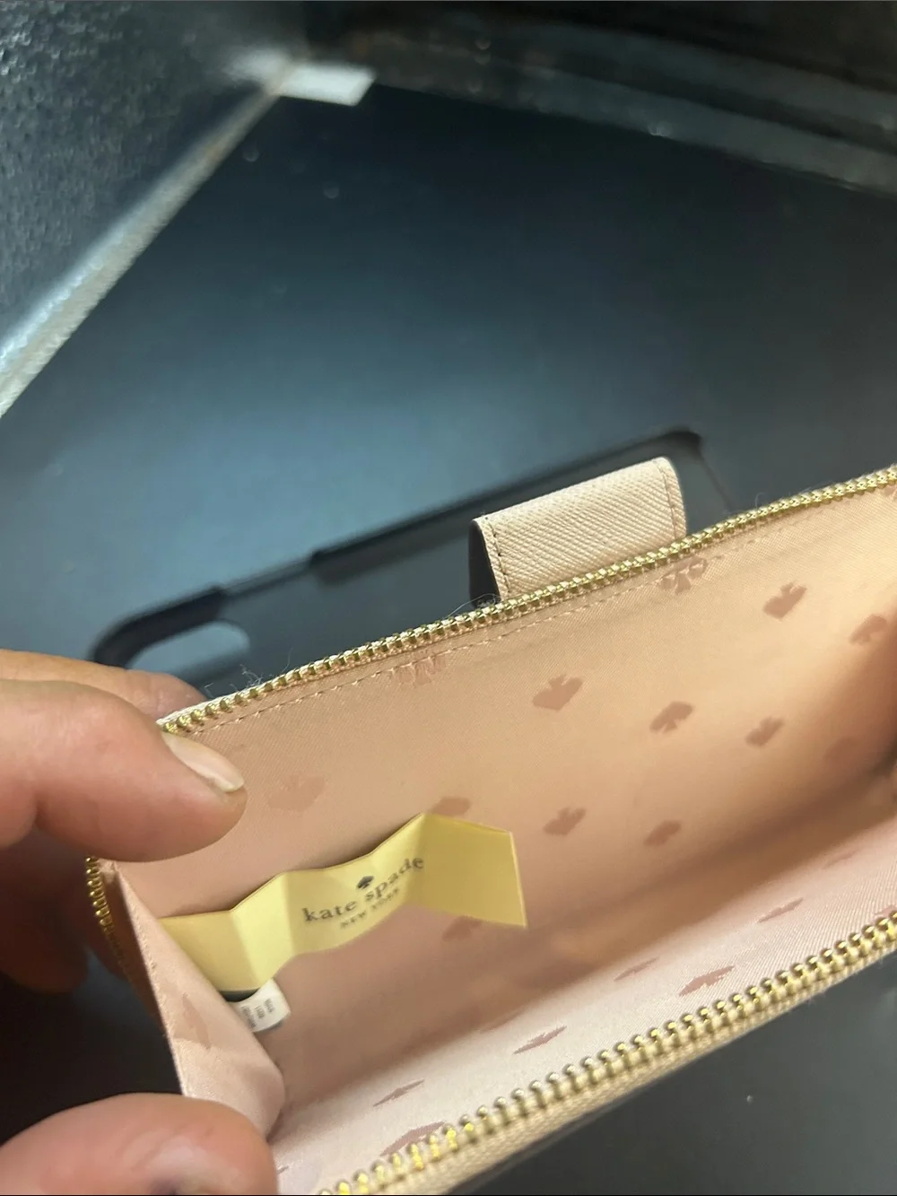 kate spade blush pebble leather wristlet clutch